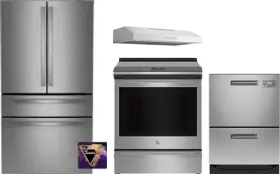 4 Piece Package Includes Refrigerator, Range, Hood And Dishwasher